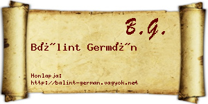 Bálint Germán névjegykártya